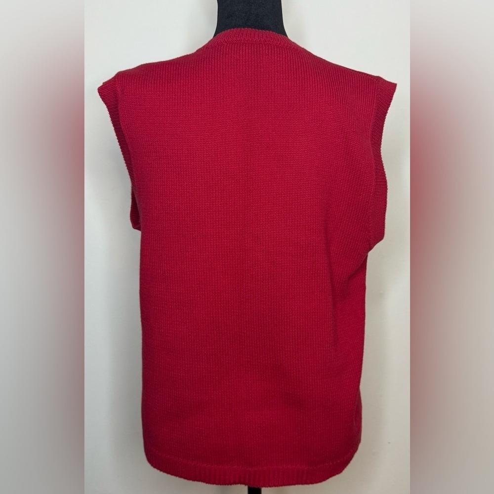 Vintage Charter Club simple Red Christmas Sweater Vest Hipster Preppy medium EUC - Picture 5 of 6